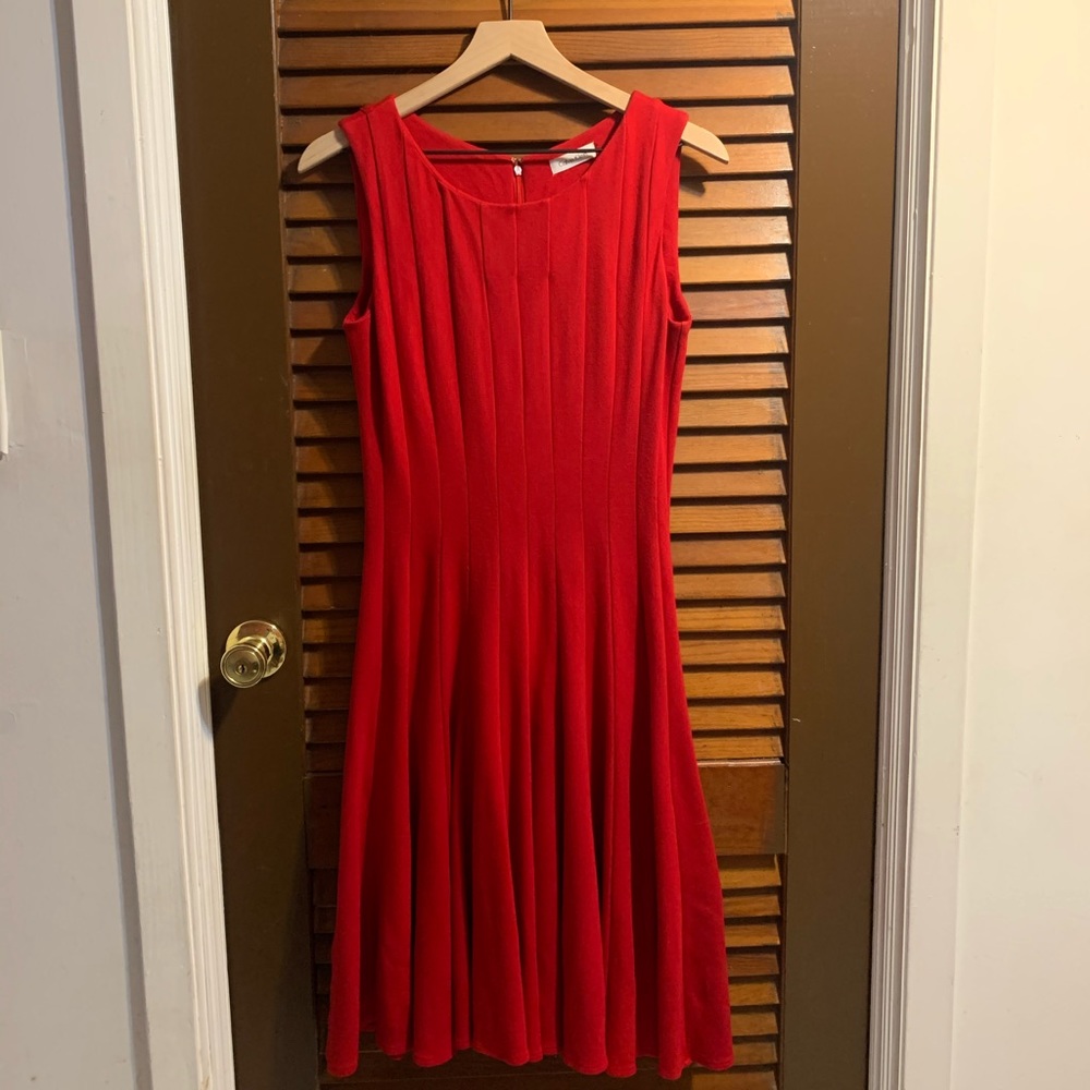 Red Sleeveless Midi Fit-&-Flare Dress